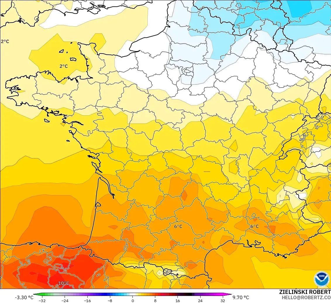 GFS model - Prancis, Anomali Suhu 850 hPa