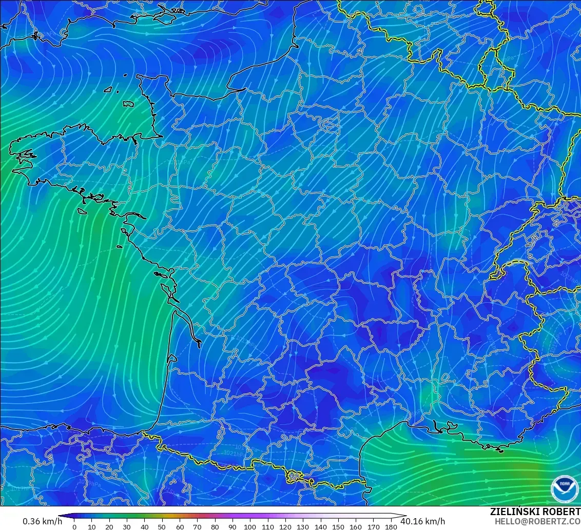 GFS model - Prancis, Angin 10 m