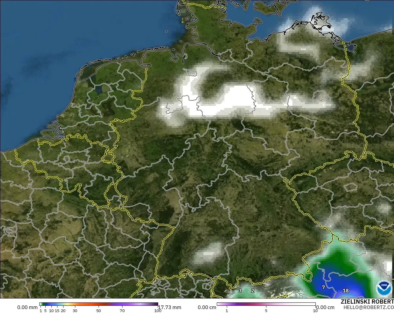 GFS model - Jerman, Curah Hujan, Awan, dan Tekanan