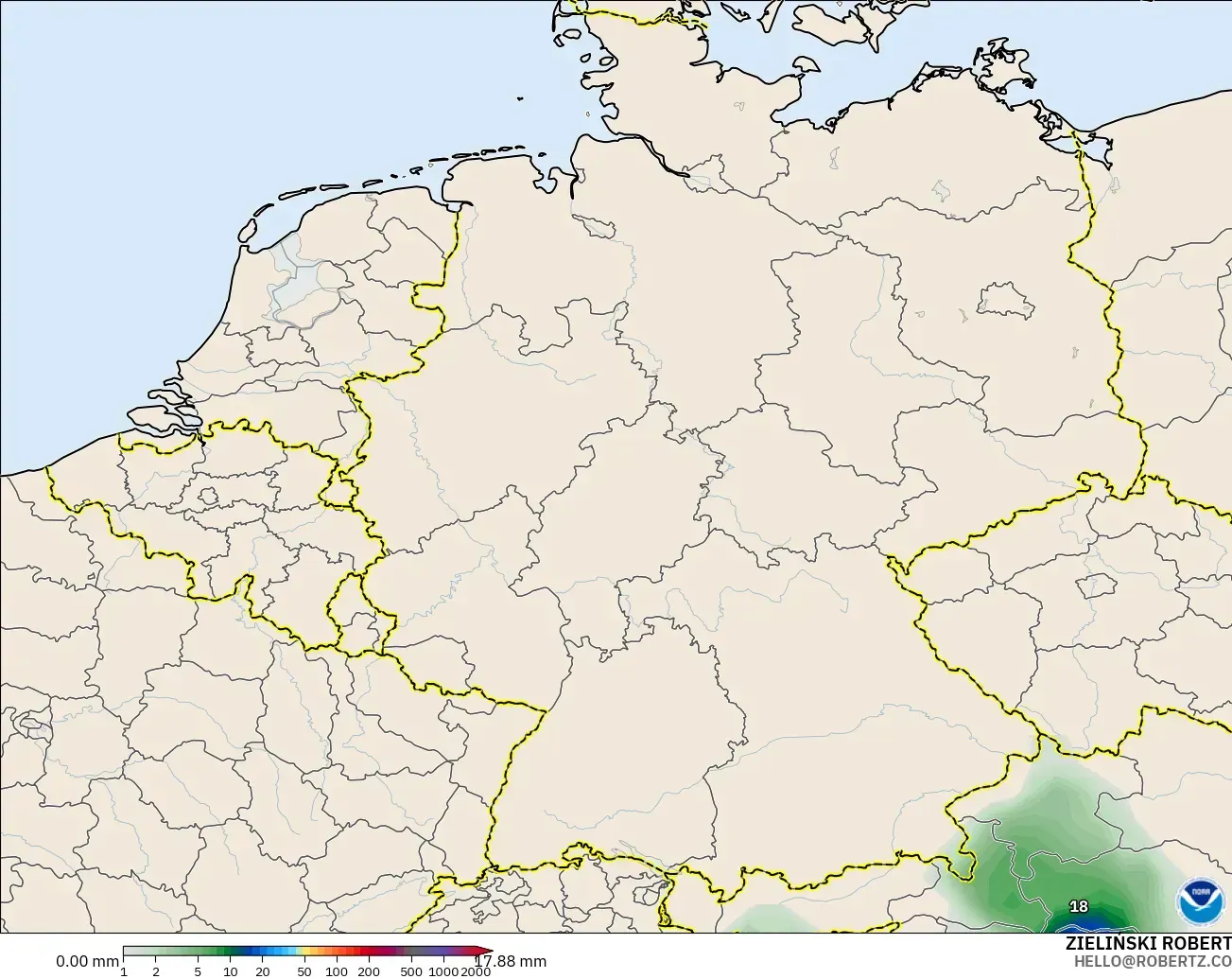 GFS model - Jerman, Akumulasi Curah Hujan