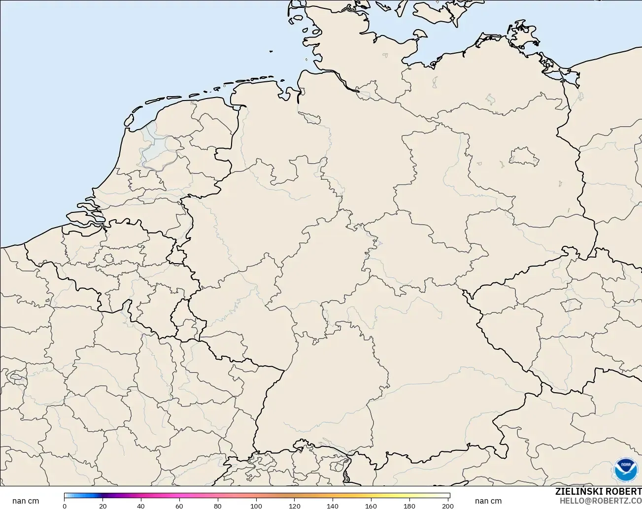 GFS model - Jerman, Kedalaman Salju