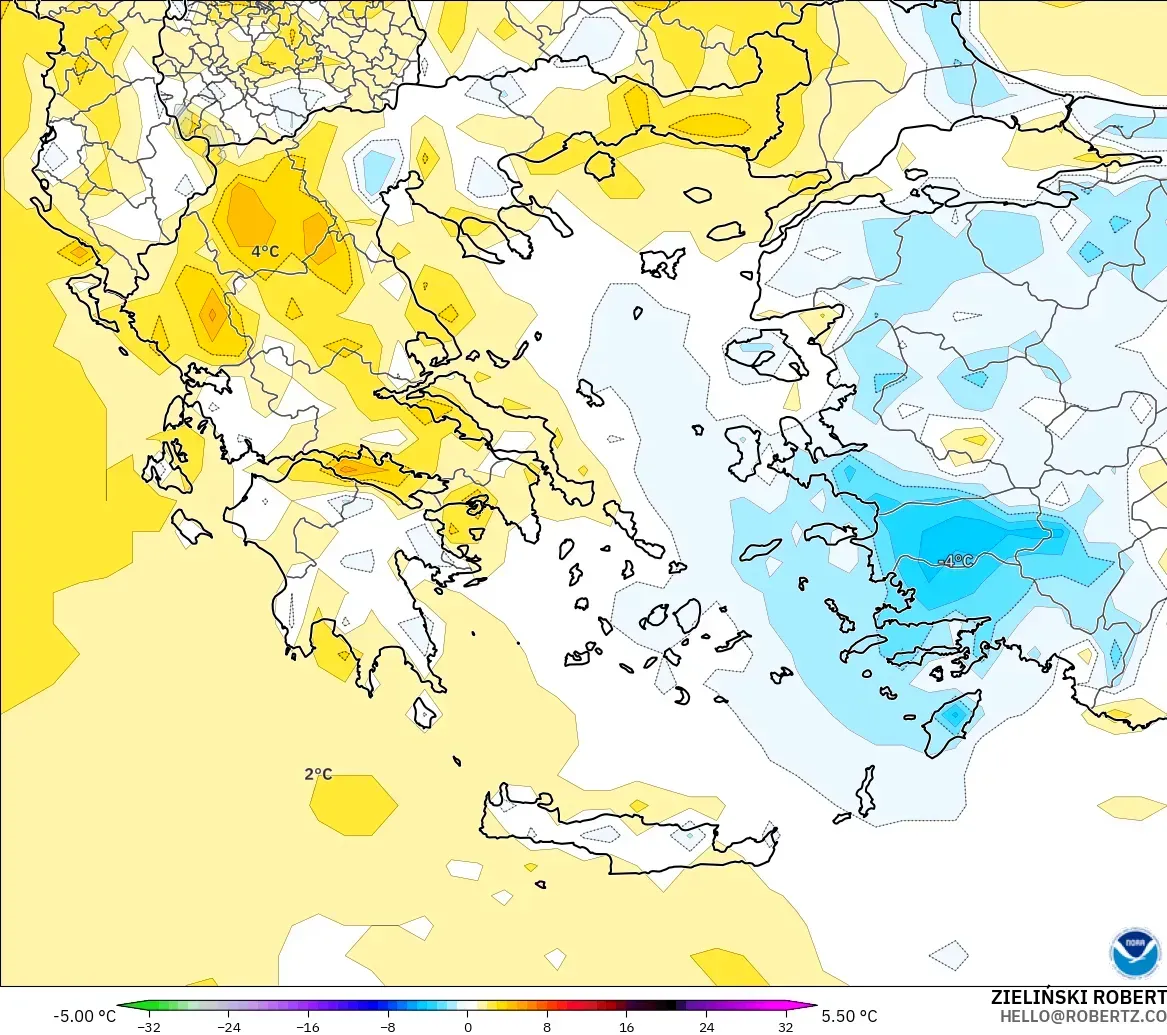 GFS model - Yunani, Anomali Suhu 2 m