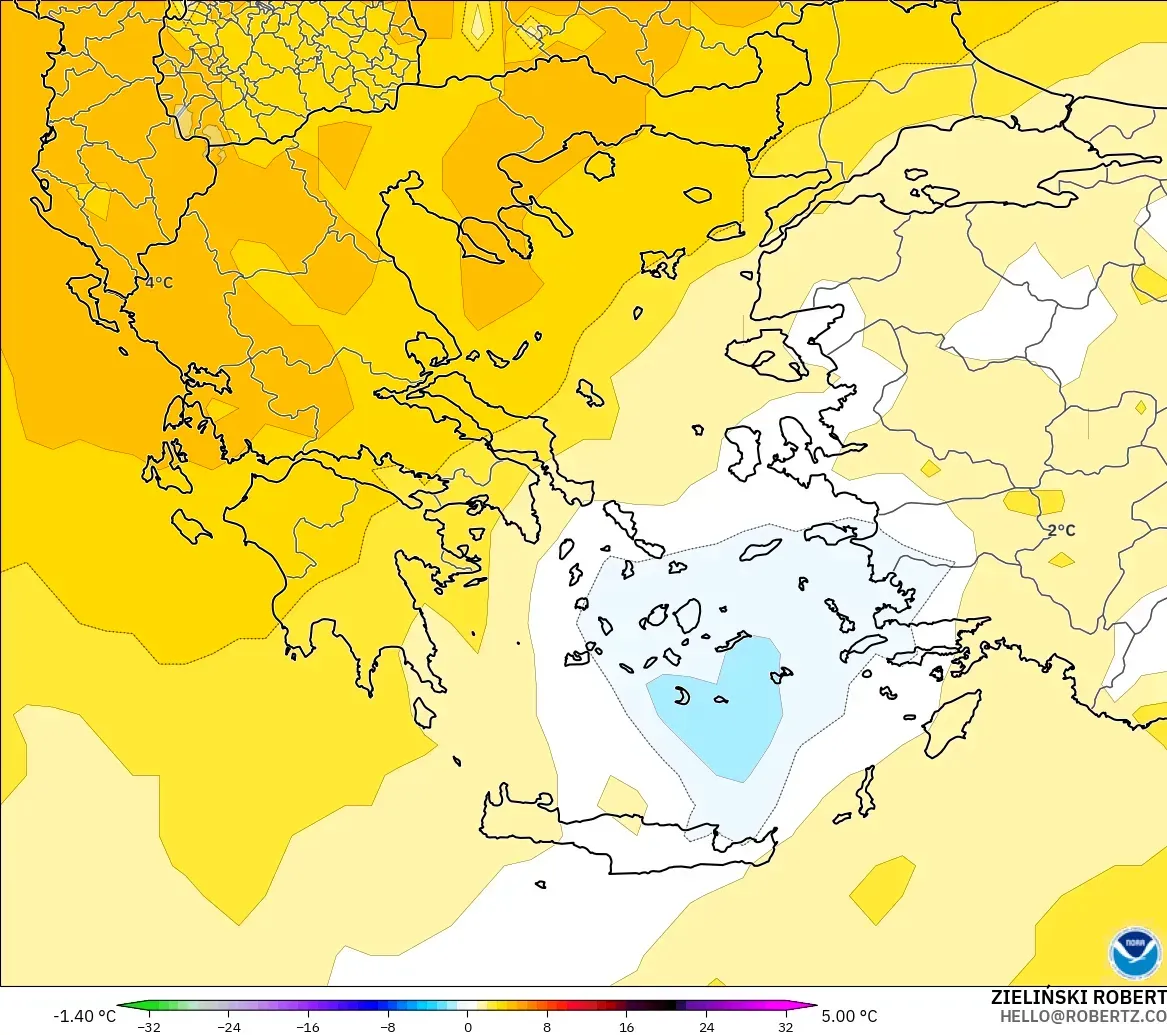 GFS model - Yunani, Anomali Suhu 850 hPa