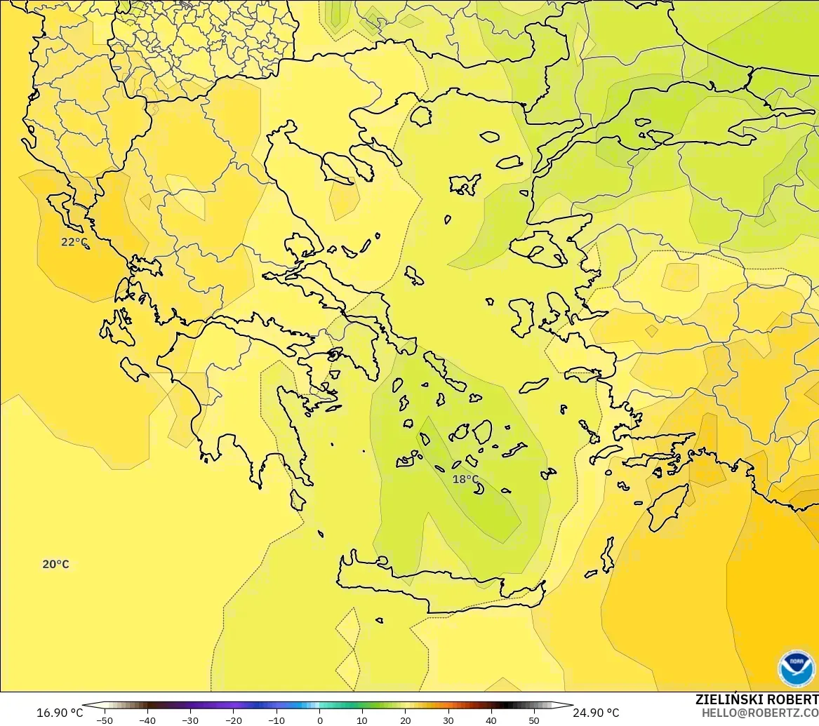 GFS model - Yunani, Suhu 850 hPa