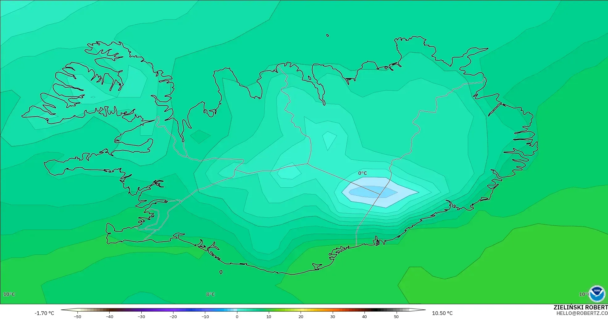 GFS model - Islandia, Titik Embun 2 m