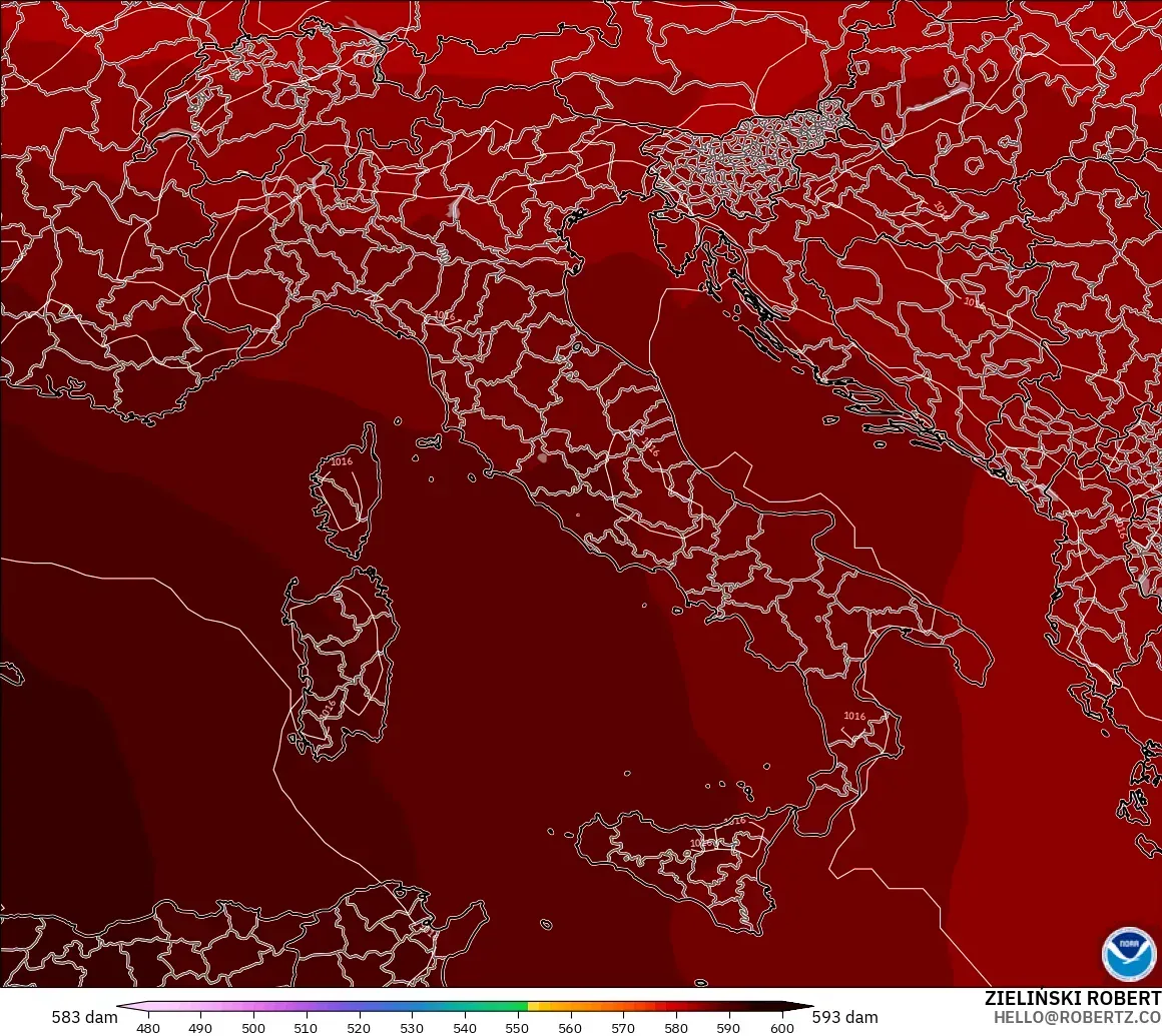 GFS model - Italia, Ketinggian geopotensial pada 500 hPa