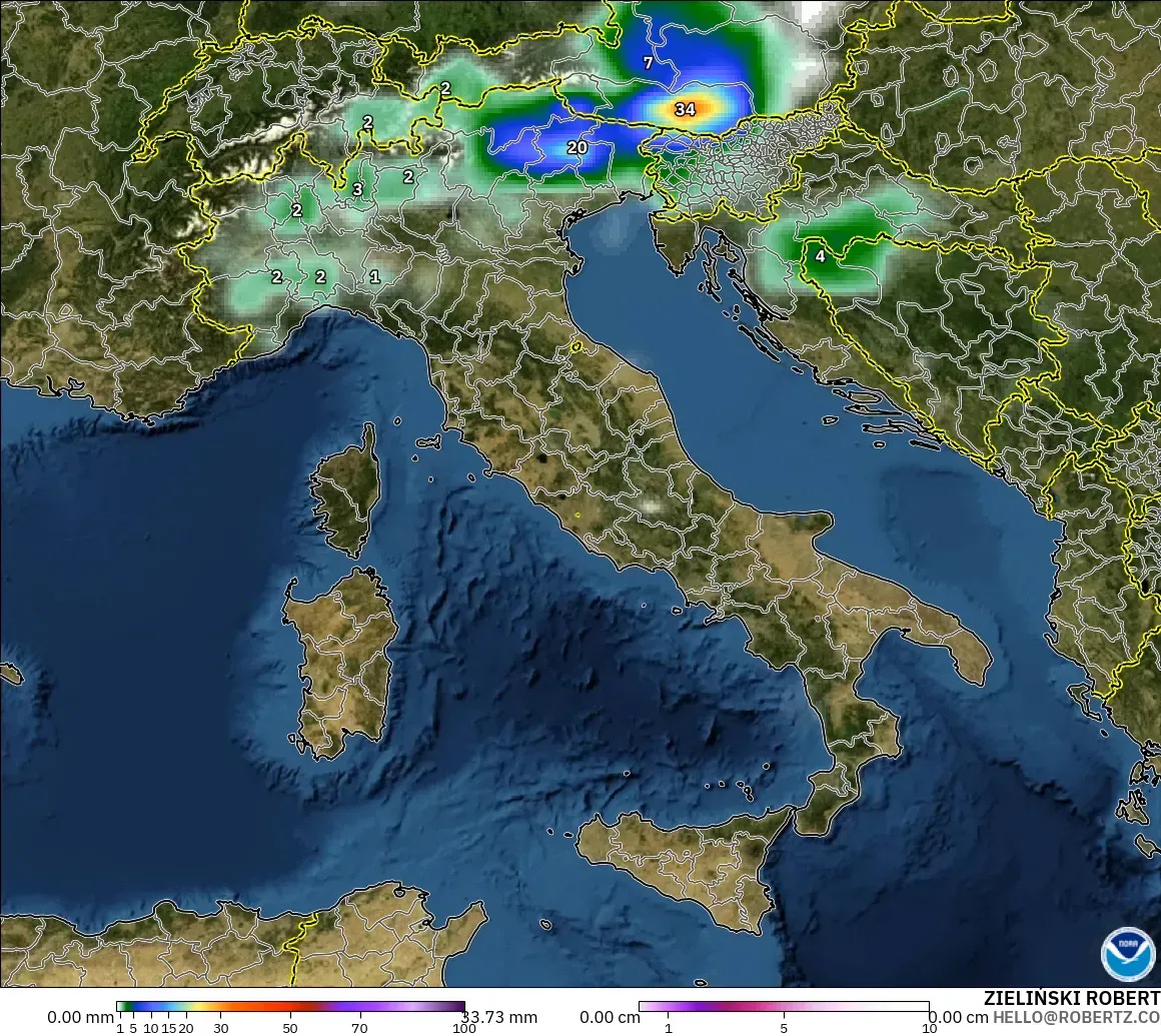 GFS model - Italia, Curah Hujan, Awan, dan Tekanan