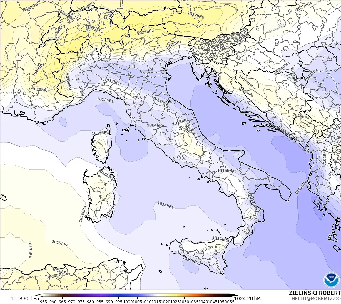 GFS model - Italia, Tekanan