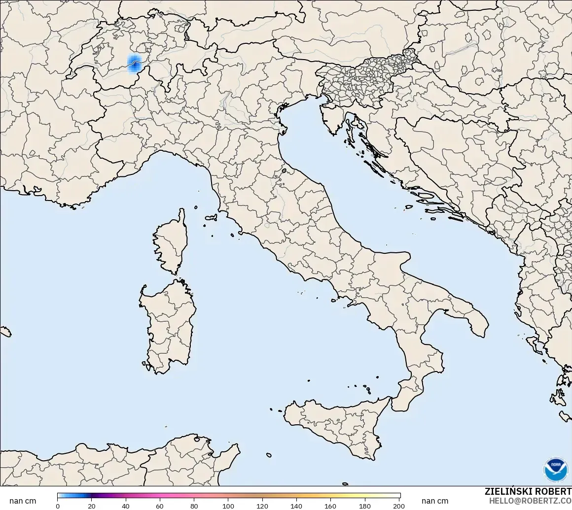 GFS model - Italia, Kedalaman Salju