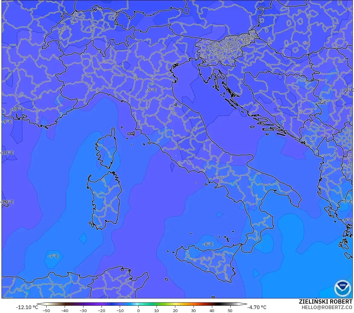 GFS model - Italia, Suhu 500 hPa