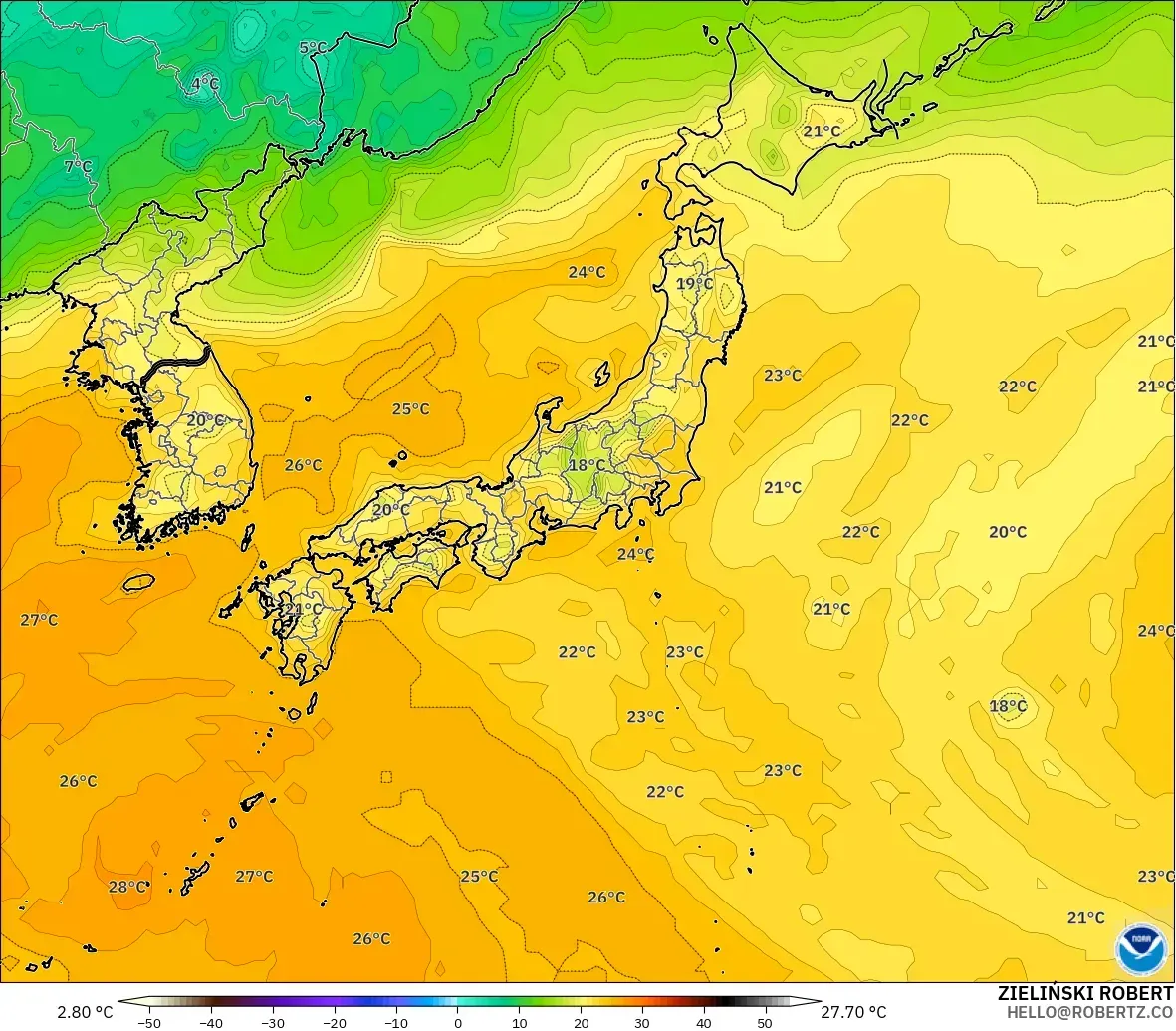 GFS model - Jepang, Titik Embun 2 m