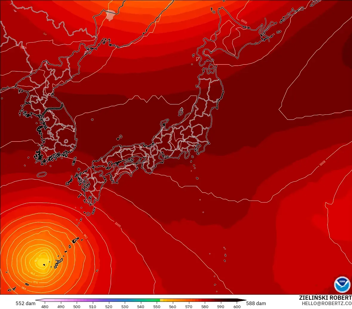 GFS model - Jepang, Ketinggian geopotensial pada 500 hPa