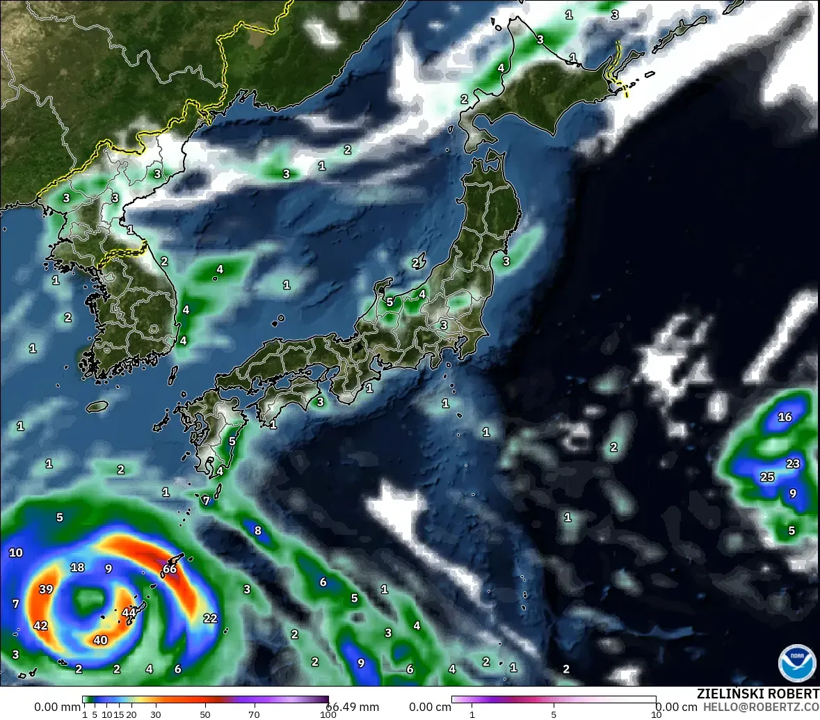 GFS model - Jepang, Curah Hujan, Awan, dan Tekanan