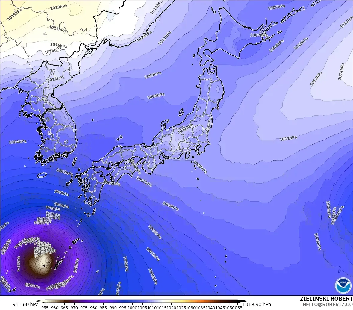 GFS model - Jepang, Tekanan