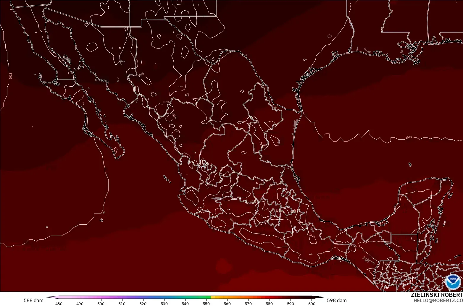 GFS model - Meksiko, Ketinggian geopotensial pada 500 hPa