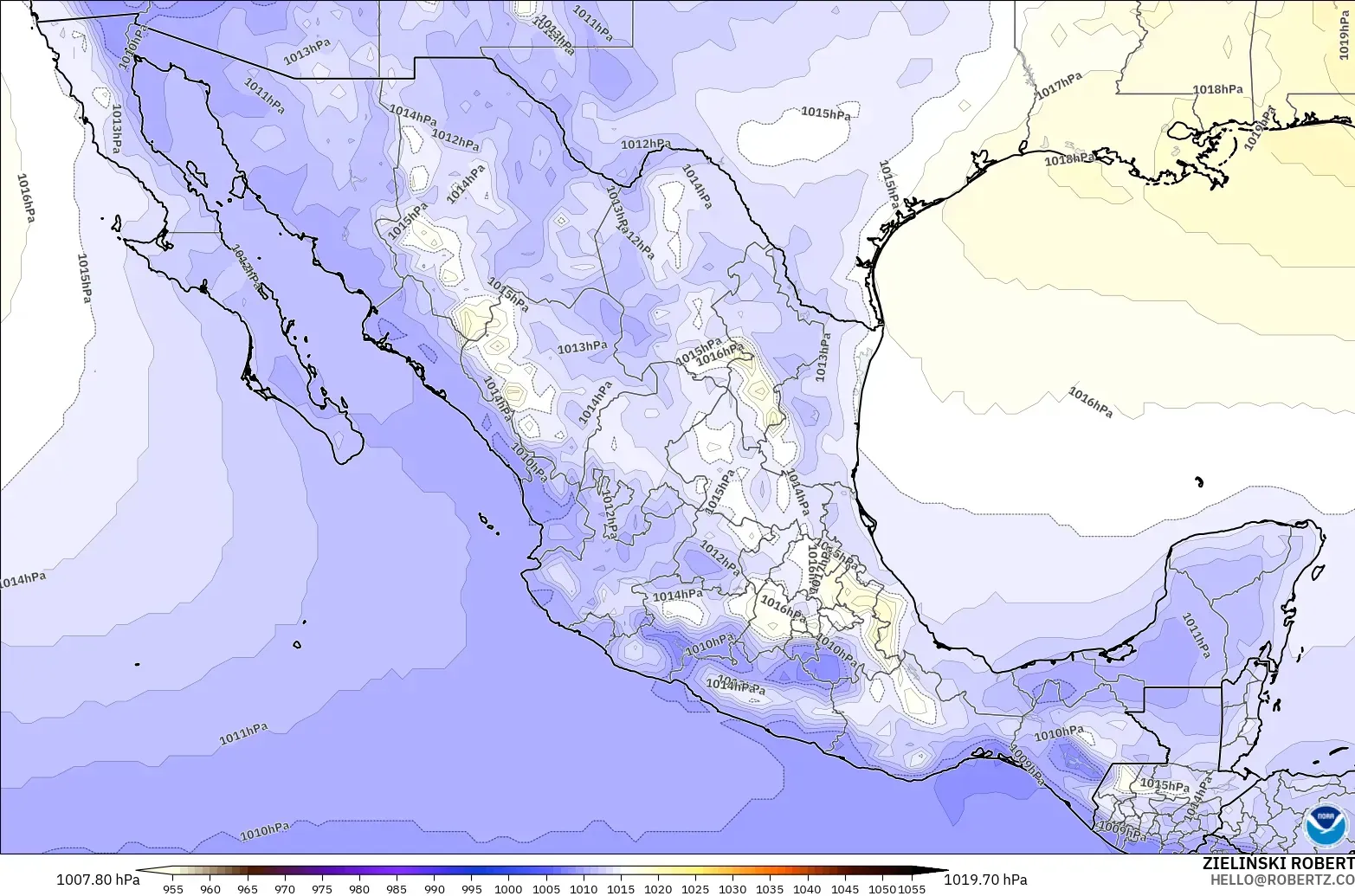 GFS model - Meksiko, Tekanan