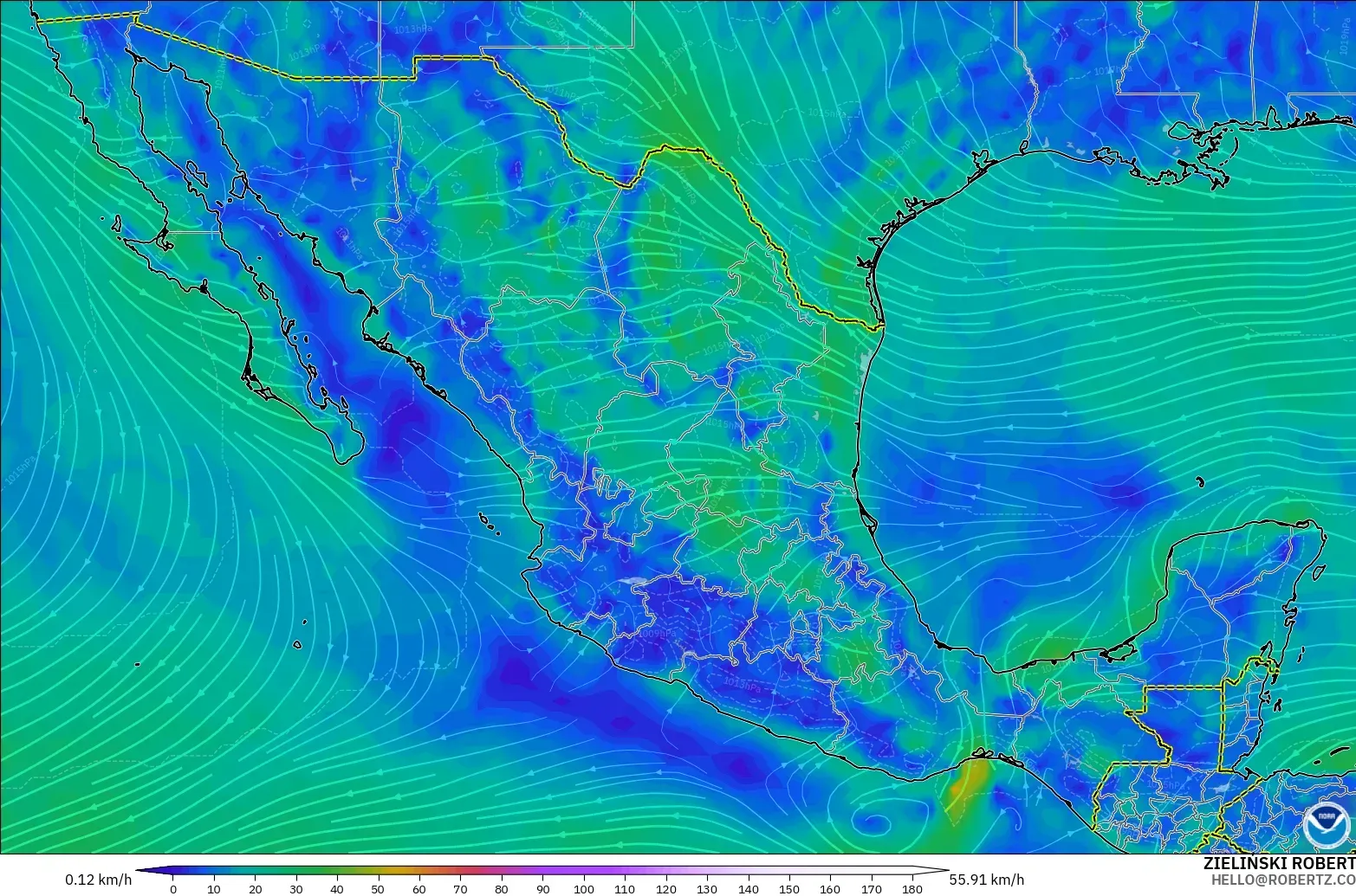 GFS model - Meksiko, Angin 10 m