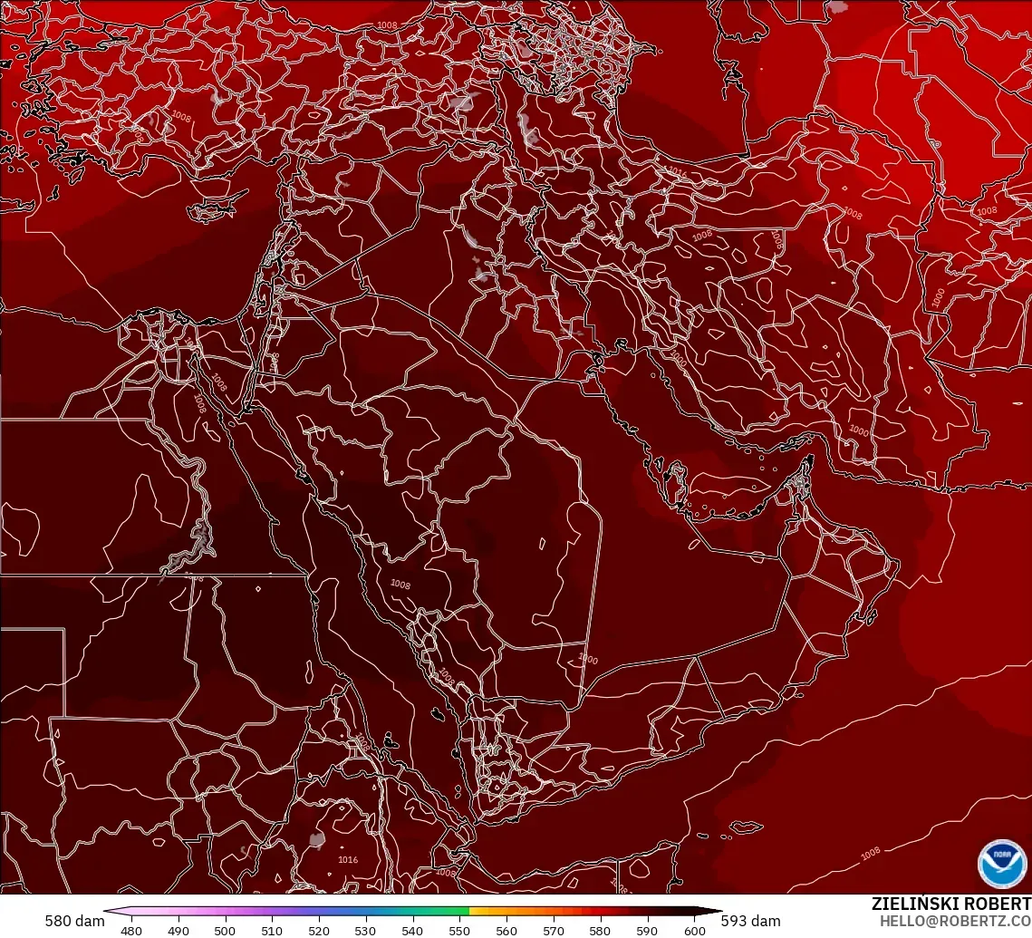 GFS model - Timur Tengah, Ketinggian geopotensial pada 500 hPa