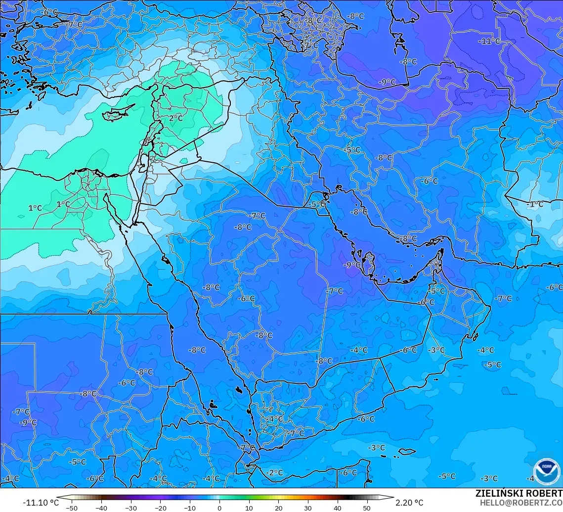 GFS model - Timur Tengah, Suhu 500 hPa