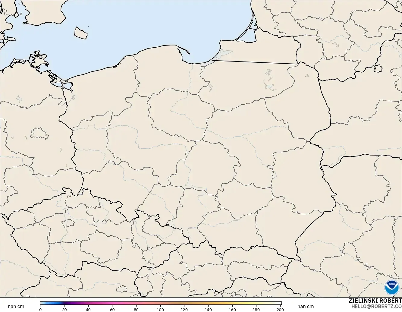 GFS model - Polandia, Kedalaman Salju