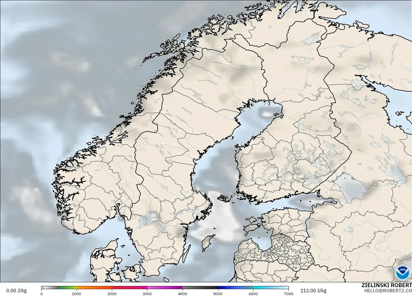 GFS model - Skandinavia, CAPE
