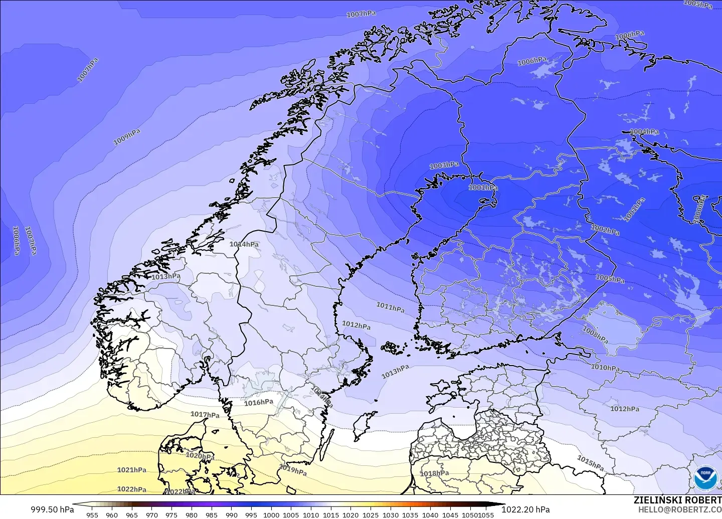 GFS model - Skandinavia, Tekanan