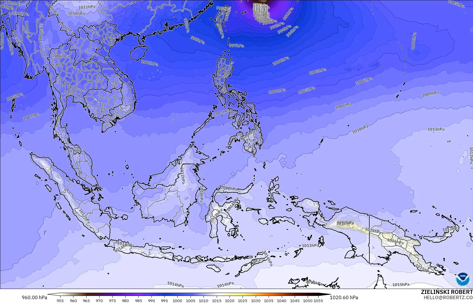 GFS model - Asia Tenggara, Tekanan