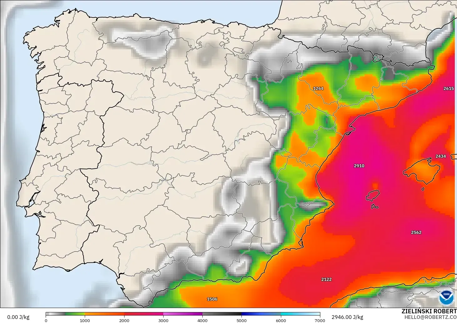 GFS model - Spanyol, CAPE