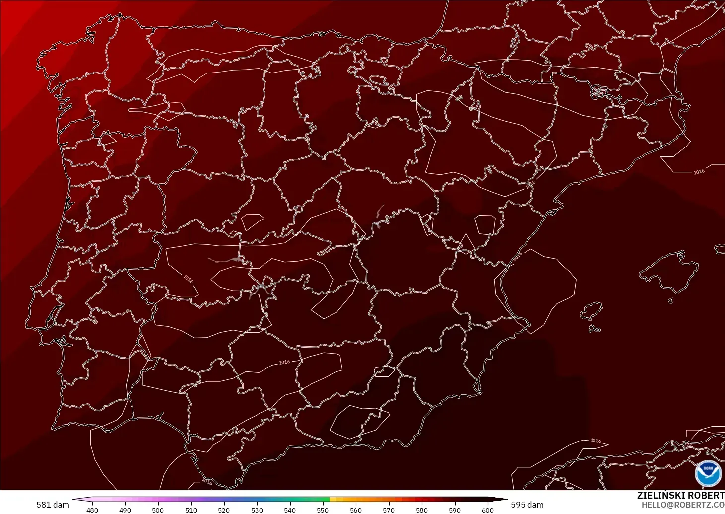 GFS model - Spanyol, Ketinggian geopotensial pada 500 hPa