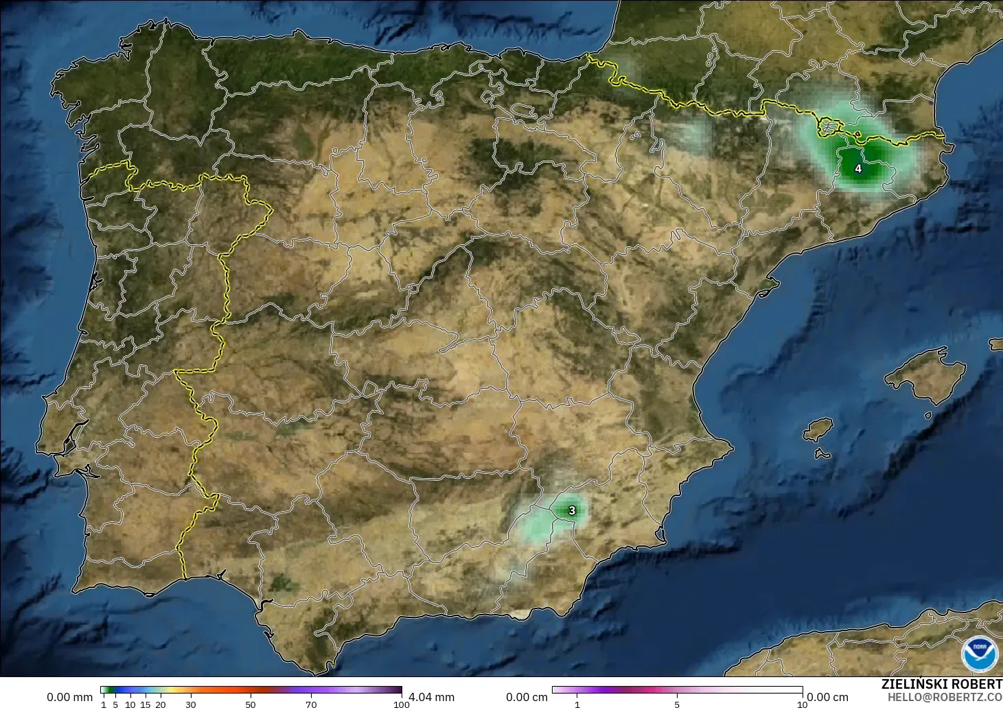 GFS model - Spanyol, Curah Hujan, Awan, dan Tekanan