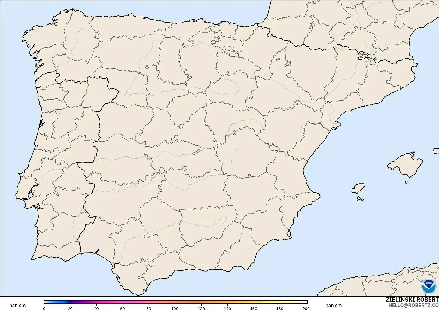 GFS model - Spanyol, Kedalaman Salju