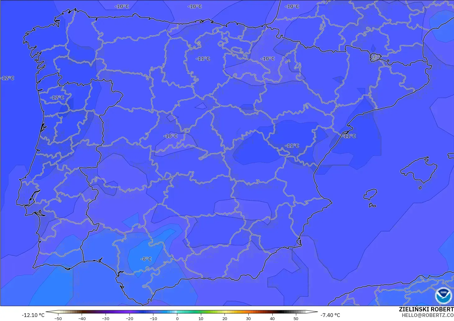GFS model - Spanyol, Suhu 500 hPa