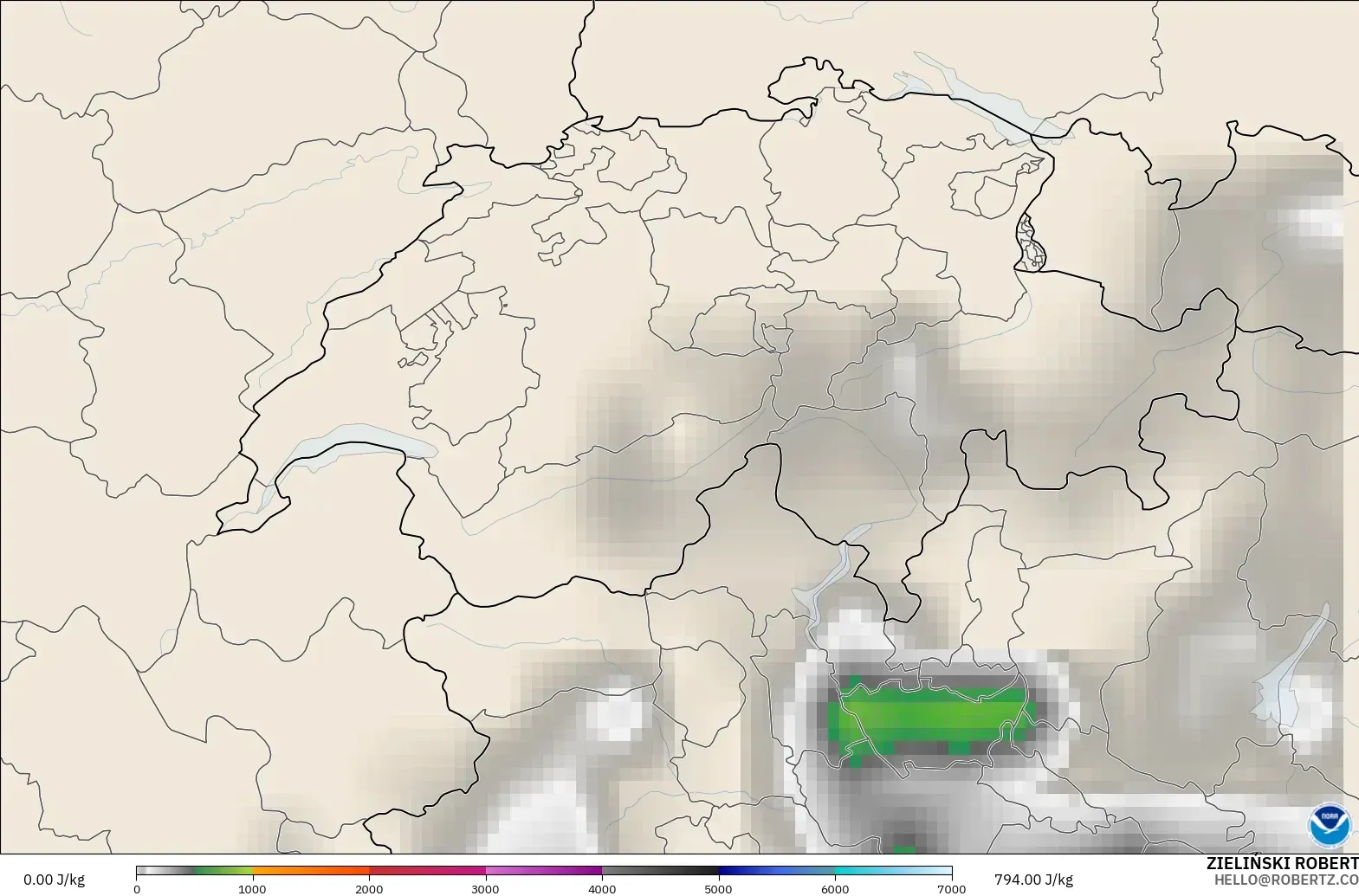 GFS model - Swiss, CAPE