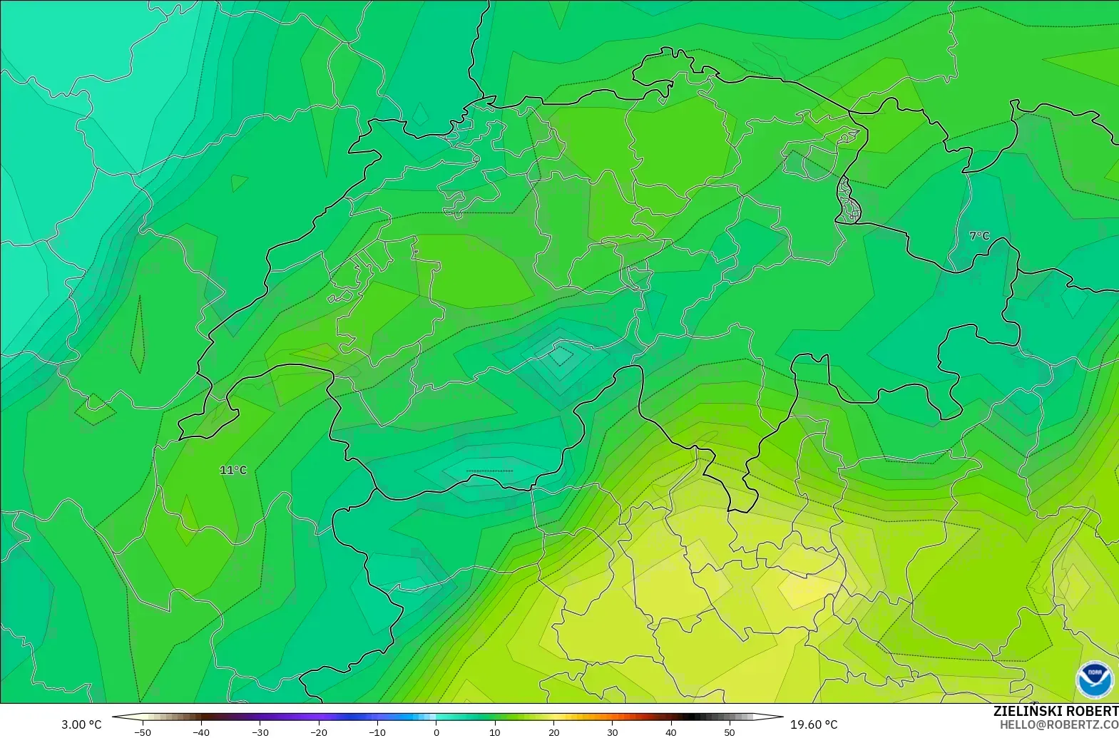 GFS model - Swiss, Titik Embun 2 m