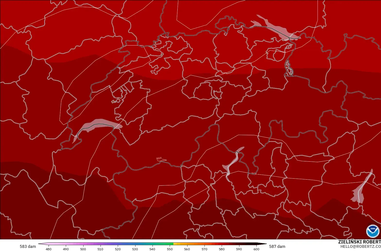 GFS model - Swiss, Ketinggian geopotensial pada 500 hPa
