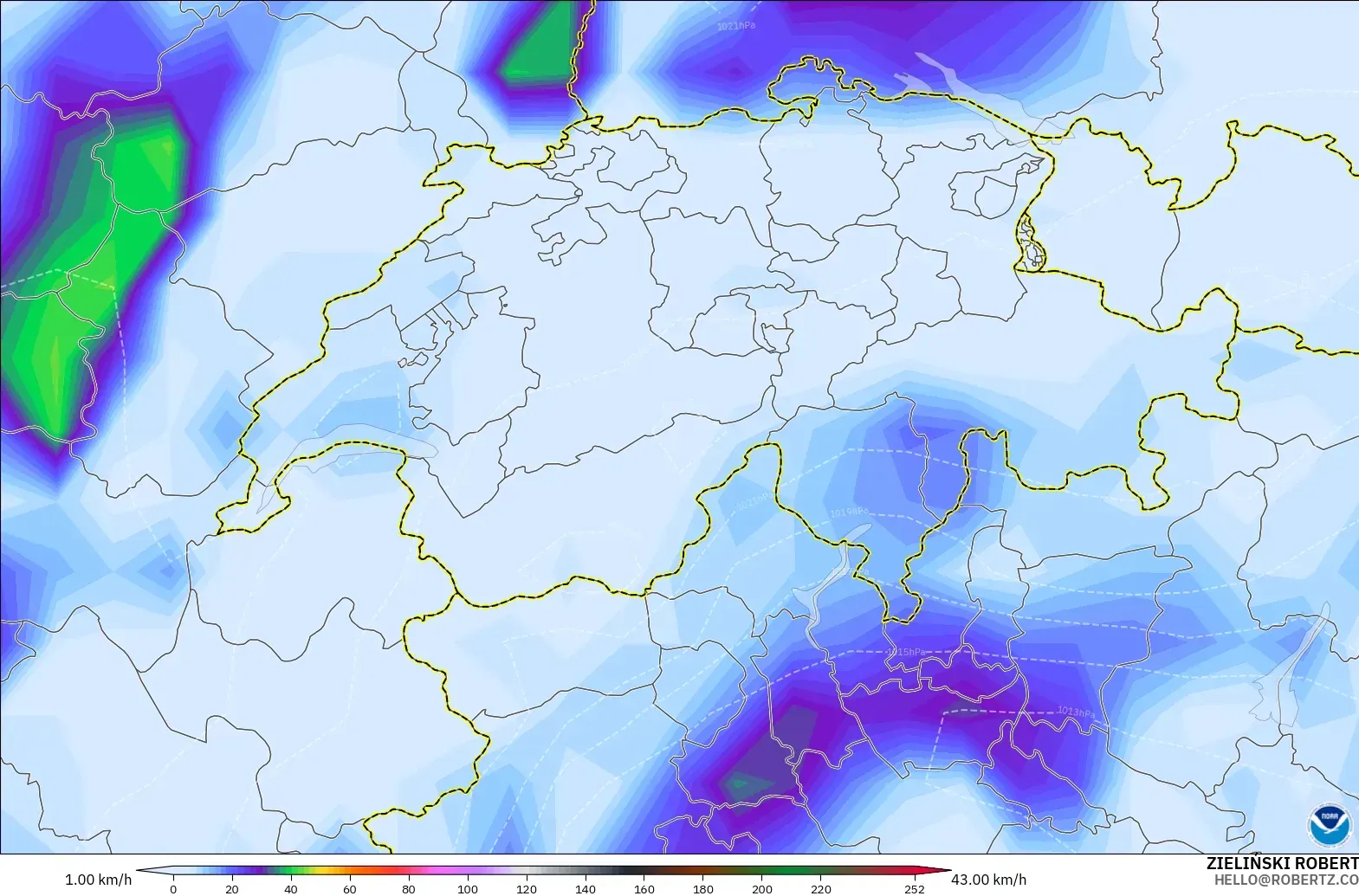 GFS model - Swiss, Puncak Hembusan