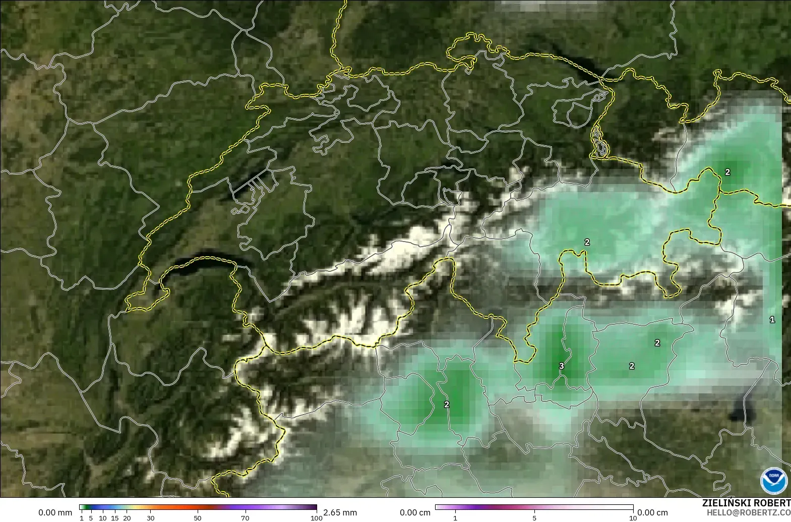 GFS model - Swiss, Curah Hujan, Awan, dan Tekanan