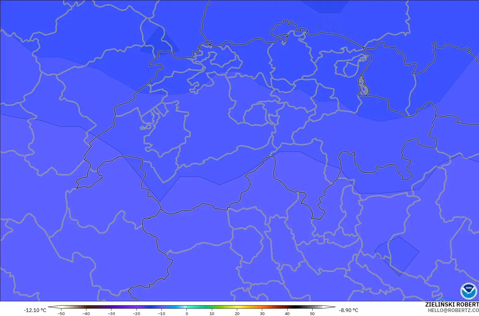 GFS model - Swiss, Suhu 500 hPa