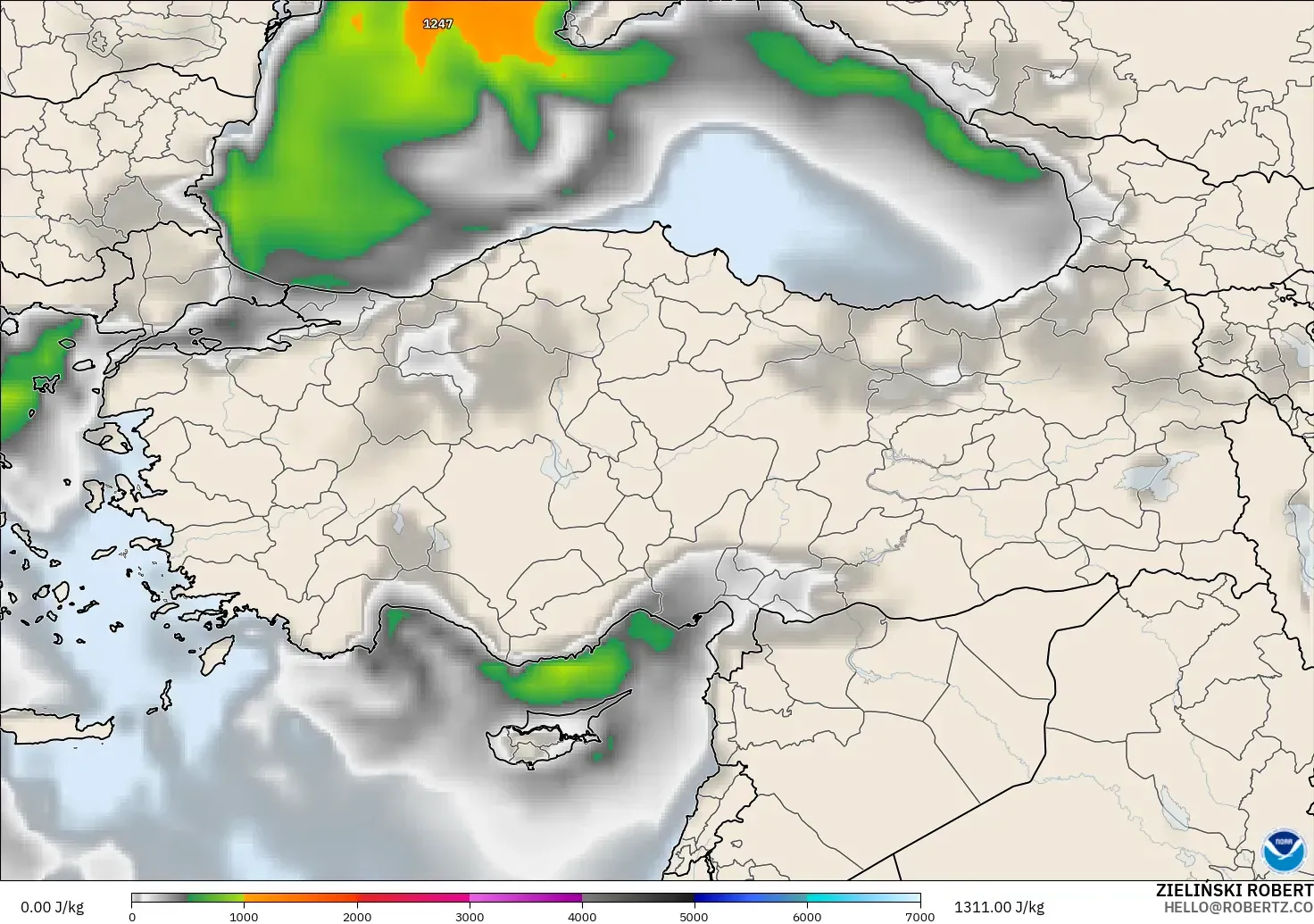 GFS model - Turki, CAPE