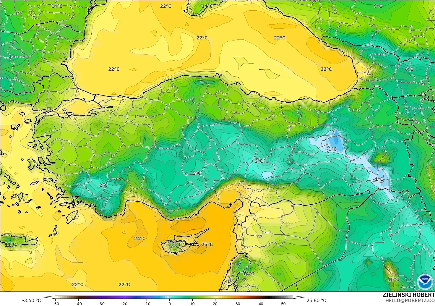 GFS model - Turki, Titik Embun 2 m