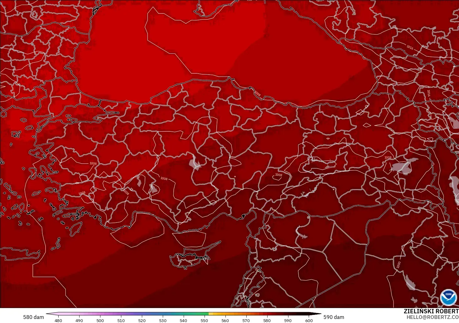 GFS model - Turki, Ketinggian geopotensial pada 500 hPa