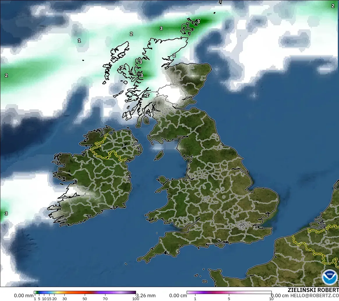 GFS model - Britania Raya, Curah Hujan, Awan, dan Tekanan
