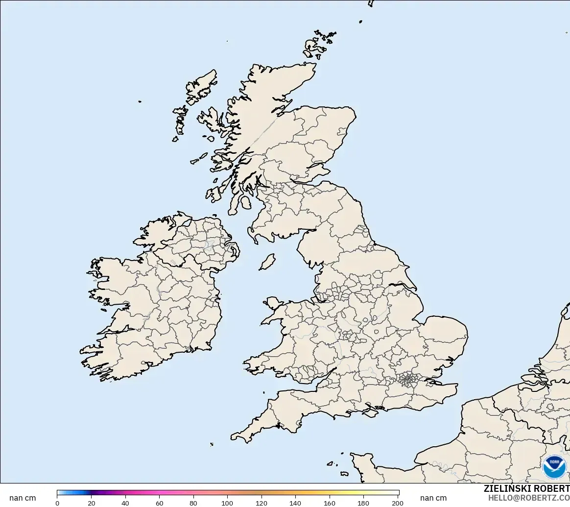 GFS model - Britania Raya, Kedalaman Salju