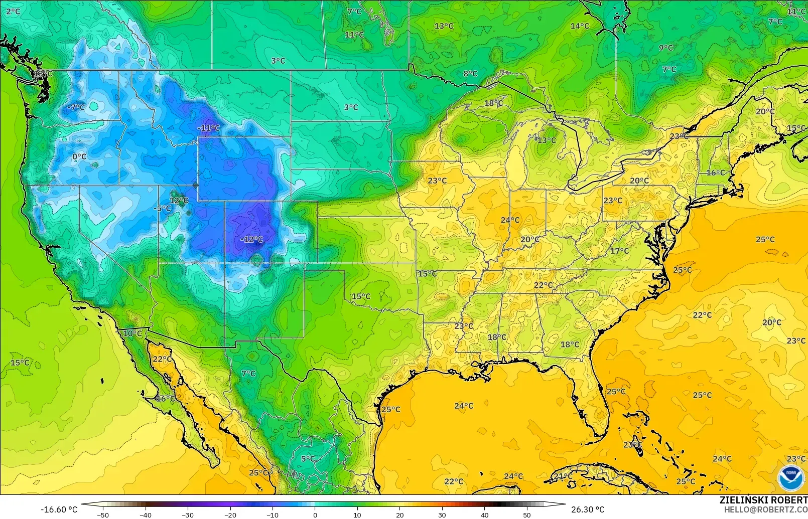 GFS model - Amerika Serikat, Titik Embun 2 m