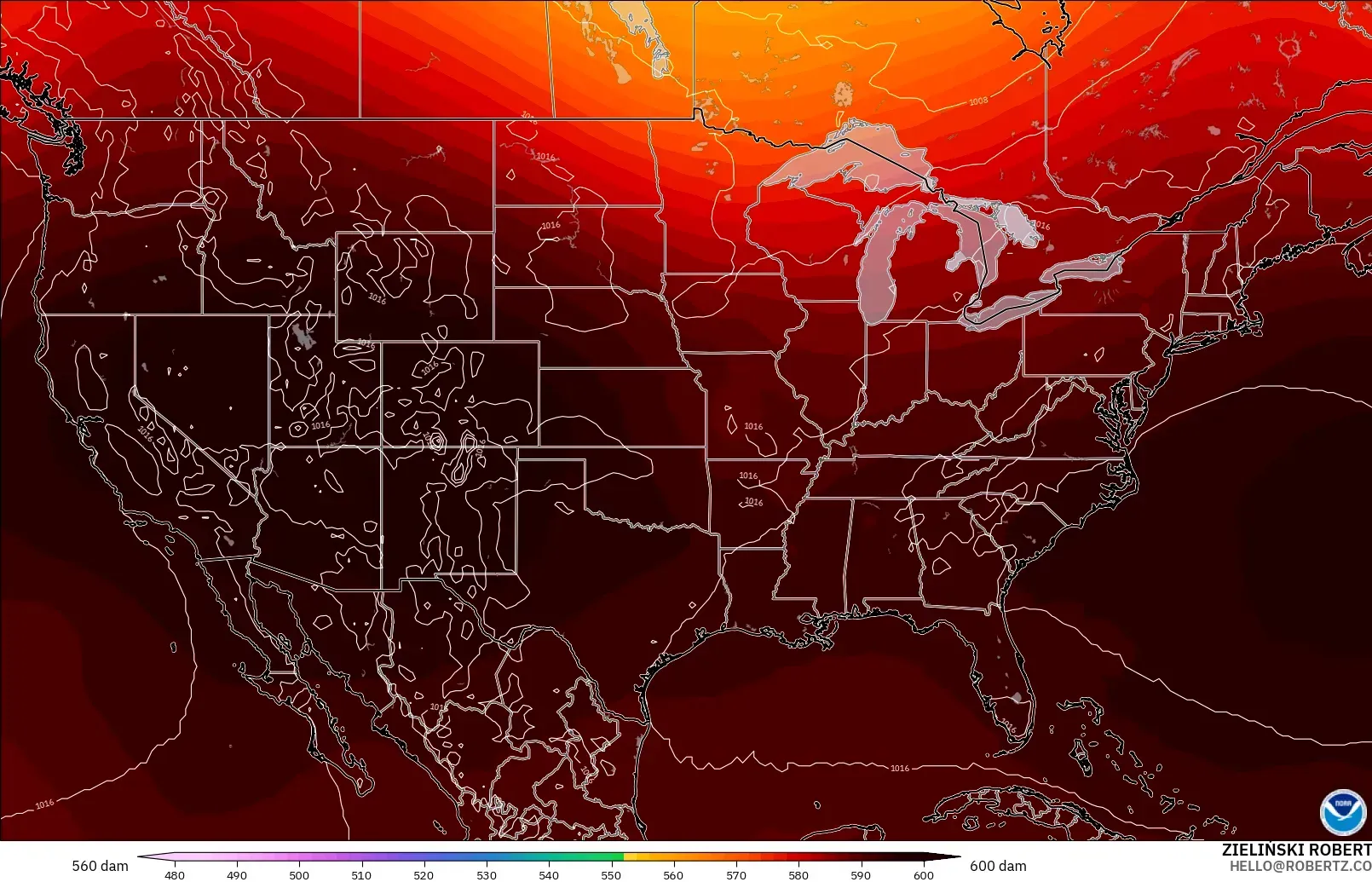 GFS model - Amerika Serikat, Ketinggian geopotensial pada 500 hPa