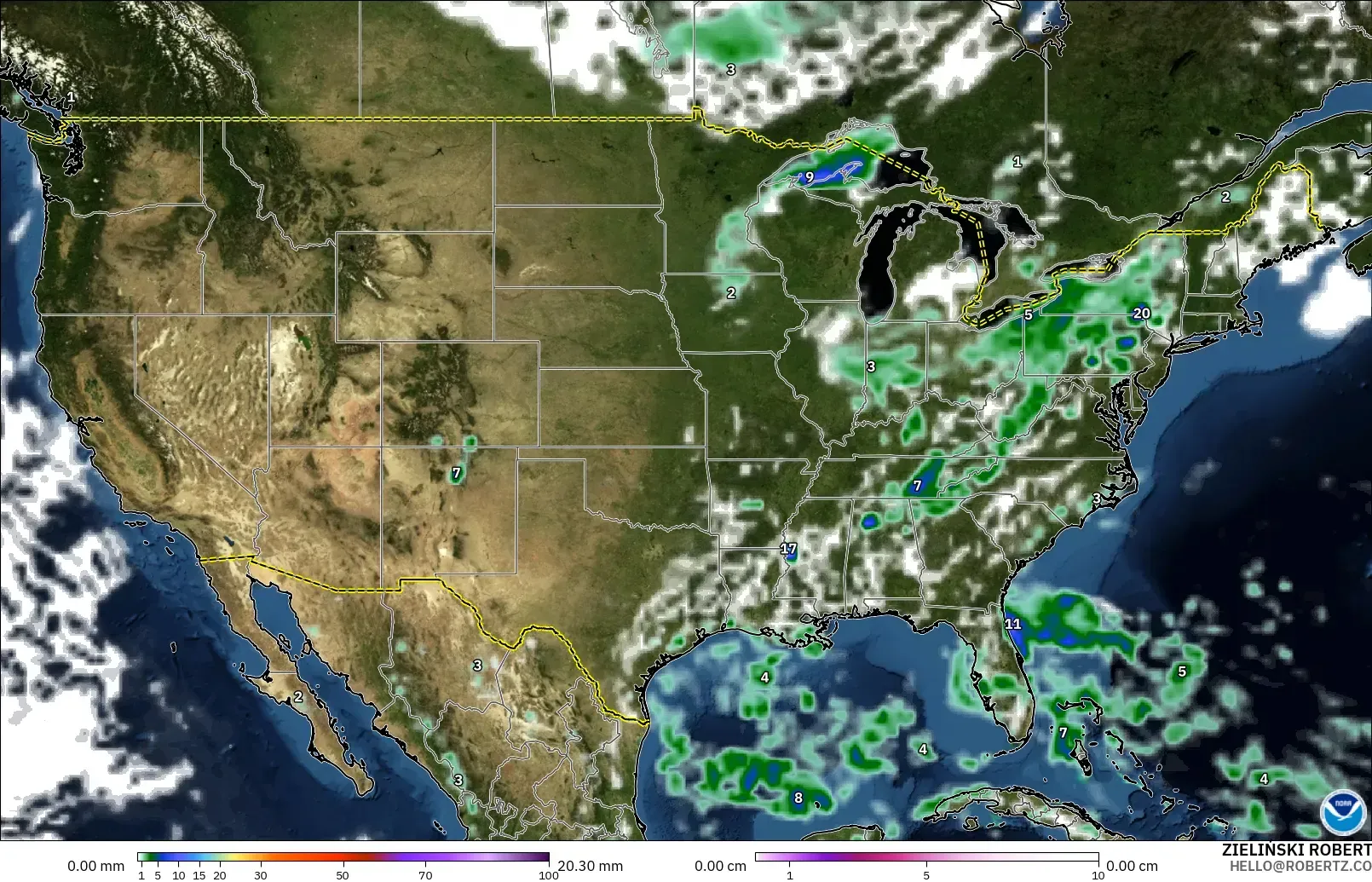 GFS model - Amerika Serikat, Curah Hujan, Awan, dan Tekanan