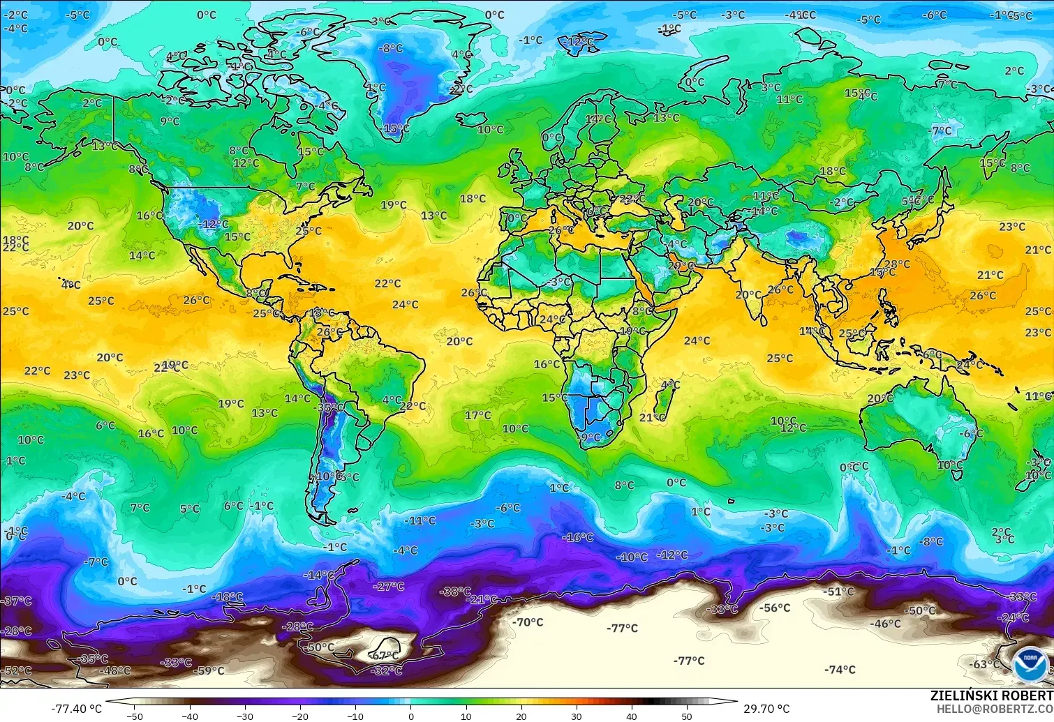 GFS model - Dunia, Titik Embun 2 m