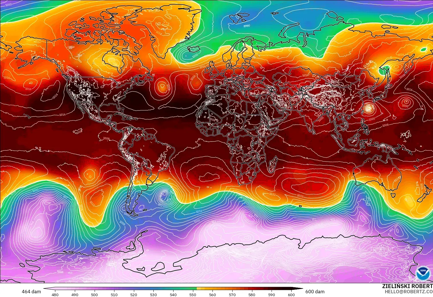 GFS model - Dunia, Ketinggian geopotensial pada 500 hPa
