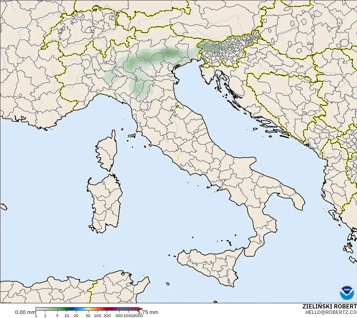 GFS model - Italia, Akumulasi Curah Hujan