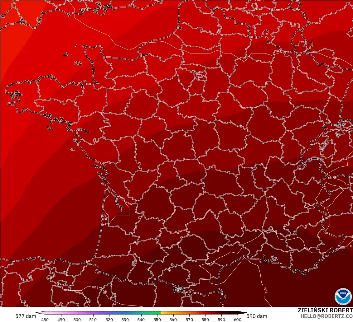 GFS model - Prancis, Ketinggian geopotensial pada 500 hPa